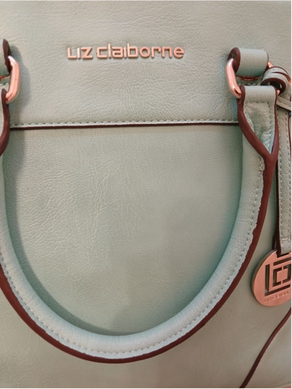 Women's Liz Claiborne Satchel One Size Light Blue with Brown Trim - Picture 5 of 12
